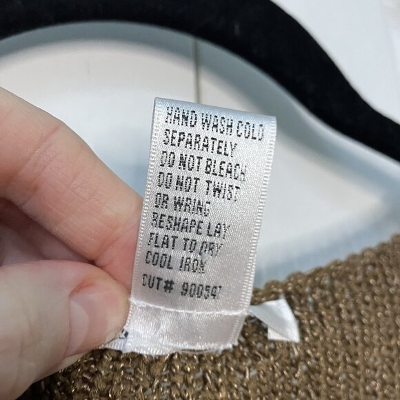 Y2K Vertigo Knit Mesh Sheer Top Womens Brown Beaded Fairy Grunge Vintage - Picture 3 of 7